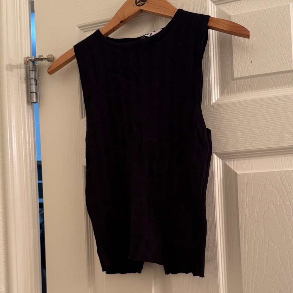 Zara Sleeveless Open Back Black Top
